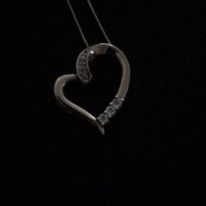 10k Gold and diamond Heart slider pendant Necklace